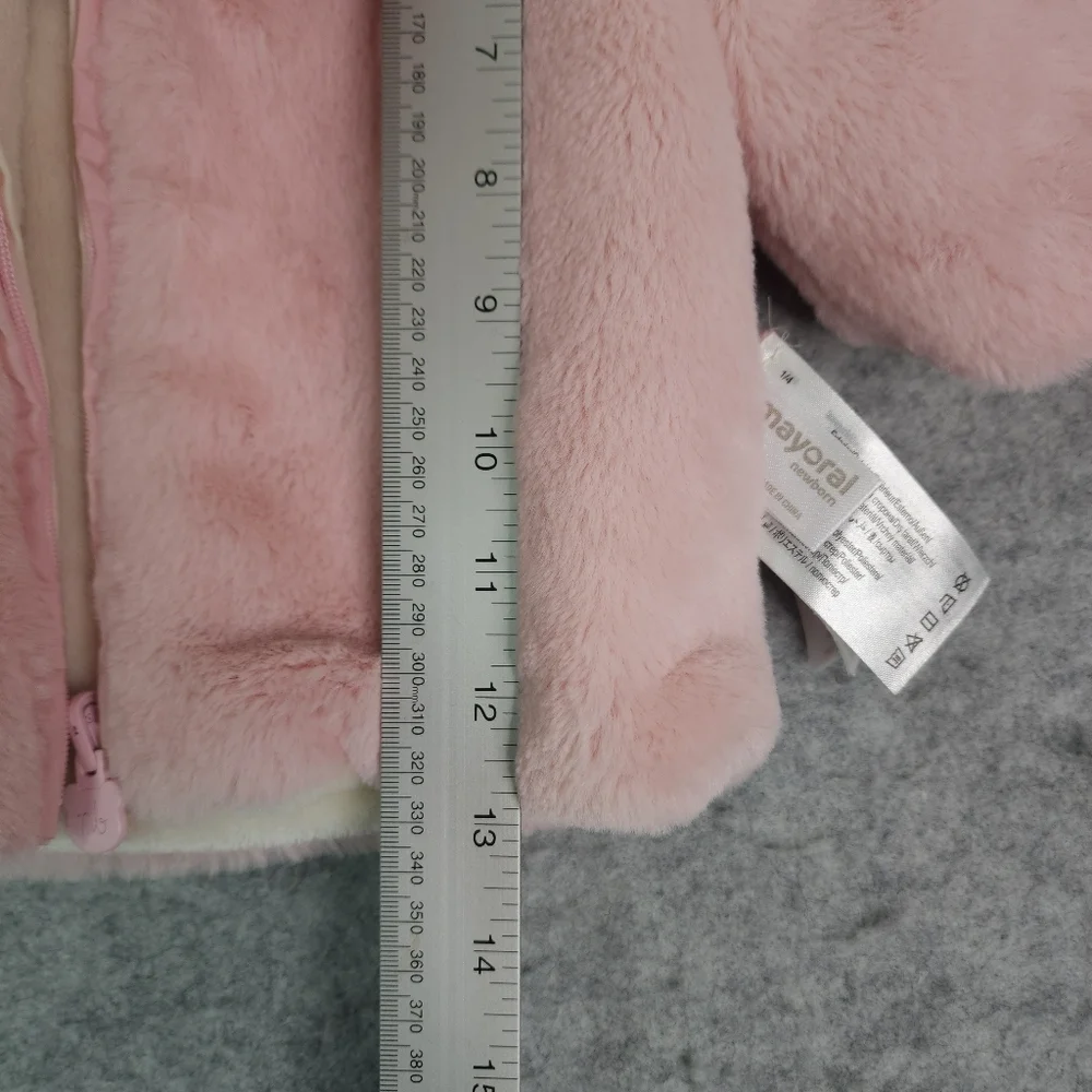 Mayoral Blush Pink Reversible Faux Fur Hoodie Coat